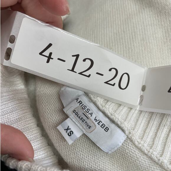 Marissa Webb Sweater Womens X Small White Asymmetric Knit Puff Sleeve Wool Blend - Picture 7 of 11